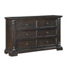 Walz 66" Wide Dresser | 6 Drawers | Espresso Brown Veneer, Black Knobs