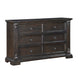 Walz 66" Wide Dresser | 6 Drawers | Espresso Brown Veneer, Black Knobs