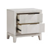 Flo Nightstand | 2 Drawers | Antique White Wood | Chrome Edge Handles BM335904
