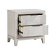 Flo Nightstand | 2 Drawers | Antique White Wood | Chrome Edge Handles BM335904