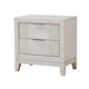 Flo Nightstand | 2 Drawers | Antique White Wood | Chrome Edge Handles BM335904