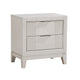 Flo Nightstand | 2 Drawers | Antique White Wood | Chrome Edge Handles