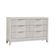 Flo 60" Dresser | 6 Drawers | Antique White | Chrome Edge Handles