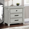 Brok Nightstand | 3 Drawers | Light Gray Acacia | Black Bar Handles
