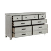 Brok 67’’ Dresser | 7 Drawers | Light Gray Acacia | Black Bar Handles BM335908
