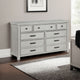 Brok 67" Dresser | 7 Drawers | Light Gray Acacia | Black Bar Handles