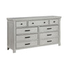 Brok 67" Dresser | 7 Drawers | Light Gray Acacia | Black Bar Handles