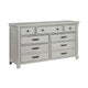 Brok 67" Dresser | 7 Drawers | Light Gray Acacia | Black Bar Handles