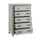 Brok Tall Dresser Chest | 5 Drawer Black Bar Handles | Light Gray Wood BM335909