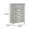Brok Tall Dresser Chest | 5 Drawer Black Bar Handles | Light Gray Wood BM335909