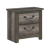 Nemy Nightstand | 2 Drawers | Gray Melamine Laminate | Drop Handles