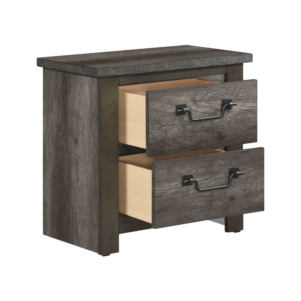 Nemy Nightstand | 2 Drawers | Gray Melamine Laminate | Drop Handles BM335910