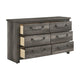 Nemy 59’’ Dresser | 6 Drawers | Gray Melamine Board | Drop Handles BM335911