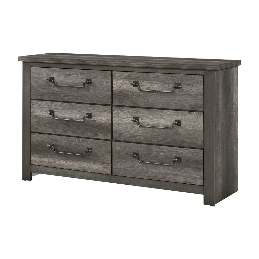Nemy 59’’ Dresser | 6 Drawers | Gray Melamine Board | Drop Handles BM335911