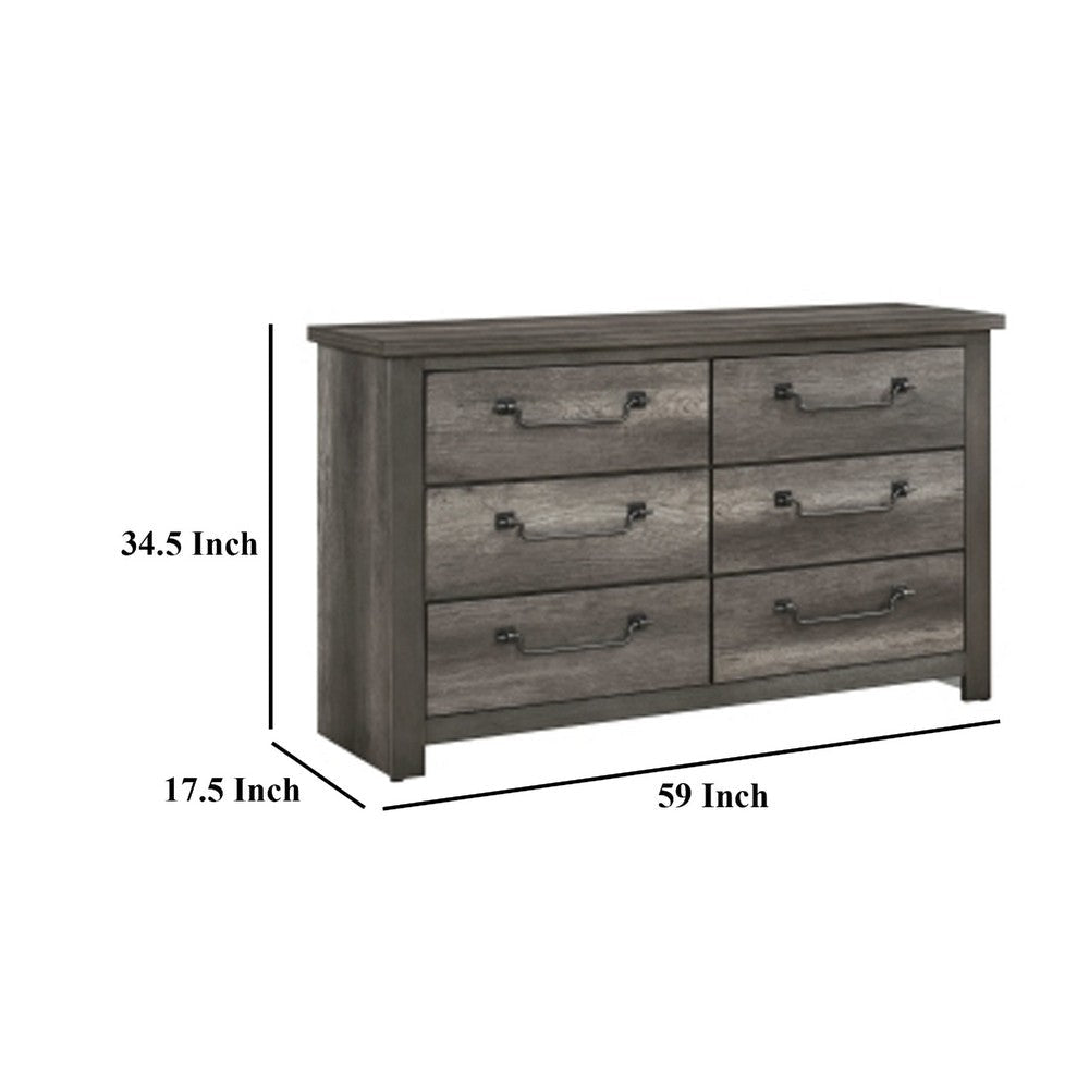 Nemy 59’’ Dresser | 6 Drawers | Gray Melamine Board | Drop Handles BM335911