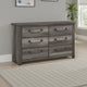 Nemy 59" Dresser | 6 Drawers | Gray Melamine Board | Drop Handles