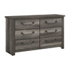 Nemy 59" Dresser | 6 Drawers | Gray Melamine Board | Drop Handles