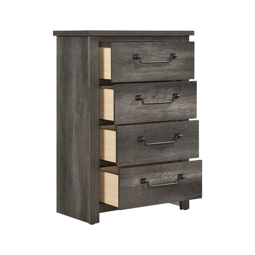 Nemy Tall Dresser Chest | 4 Drawers Drop Handles | Gray Melamine Board BM335912