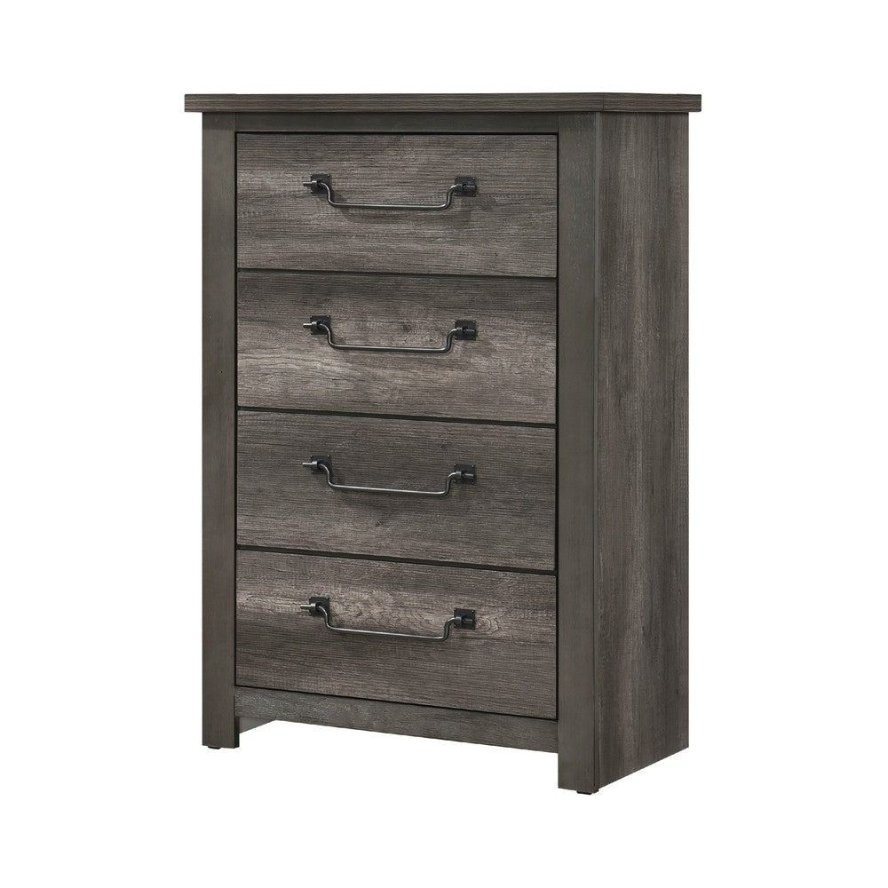 Nemy Tall Dresser Chest | 4 Drawers Drop Handles | Gray Melamine Board BM335912