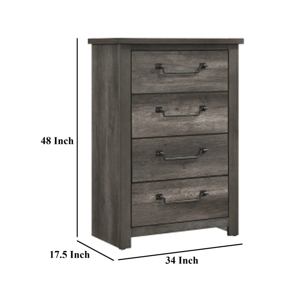 Nemy Tall Dresser Chest | 4 Drawers Drop Handles | Gray Melamine Board BM335912