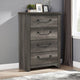 Nemy Tall Dresser Chest | 4 Drawers Drop Handles | Gray Melamine Board