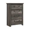 Nemy Tall Dresser Chest | 4 Drawers Drop Handles | Gray Melamine Board