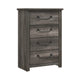 Nemy Tall Dresser Chest | 4 Drawers Drop Handles | Gray Melamine Board