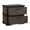 Acy Nightstand | 2 Drawers Bar Handles | Brownish Gray and Black Wood BM335913