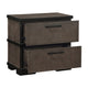 Acy Nightstand | 2 Drawers Bar Handles | Brownish Gray and Black Wood BM335913