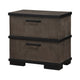 Acy Nightstand | 2 Drawers Bar Handles | Brownish Gray and Black Wood BM335913