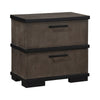 Acy Nightstand | 2 Drawers Bar Handles | Brownish Gray and Black Wood
