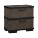 Acy Nightstand | 2 Drawers Bar Handles | Brownish Gray and Black Wood