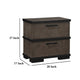 Acy Nightstand | 2 Drawers Bar Handles | Brownish Gray and Black Wood BM335913