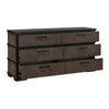 Acy 67 ’ Dresser | 6 Drawers Bar Handles | Brownish Gray | Black Wood BM335914