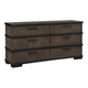 Acy 67 " Dresser | 6 Drawers Bar Handles | Brownish Gray | Black Wood