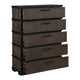 Acy Tall Dresser Chest | 5 Drawer Bar Handles | Brownish Gray Black BM335915