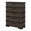 Acy Tall Dresser Chest | 5 Drawer Bar Handles | Brownish Gray Black BM335915