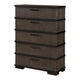 Acy Tall Dresser Chest | 5 Drawer Bar Handles | Brownish Gray Black BM335915