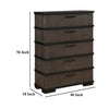 Acy Tall Dresser Chest | 5 Drawer Bar Handles | Brownish Gray Black BM335915