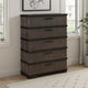 Acy Tall Dresser Chest | 5 Drawer Bar Handles | Brownish Gray Black