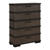 Acy Tall Dresser Chest | 5 Drawer Bar Handles | Brownish Gray Black