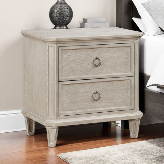 Aeny Nightstand | 2 Drawer Ring Handles | Light Brown Gray Oak Veneer