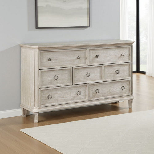 Aeny 66" Dresser | 7 Drawers Ring Handles | Light Brownish Gray Oak