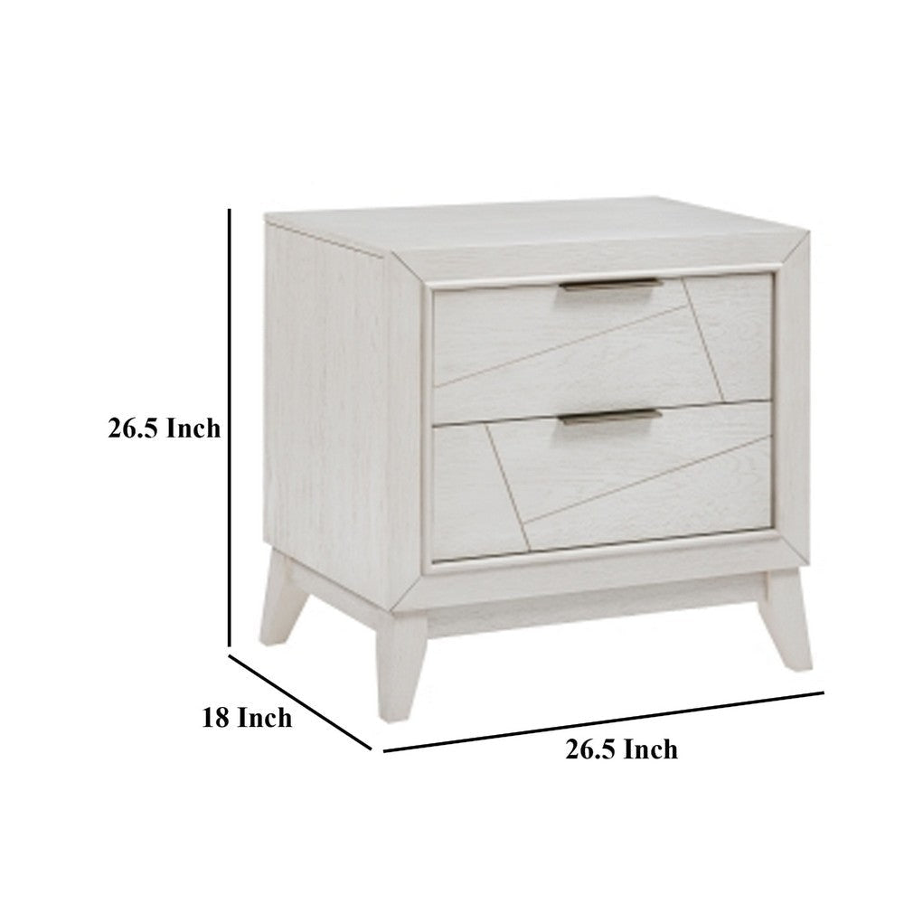 Zine Nightstand | 2 Drawers | Antique White Oak Wood | Flat Handles BM335919