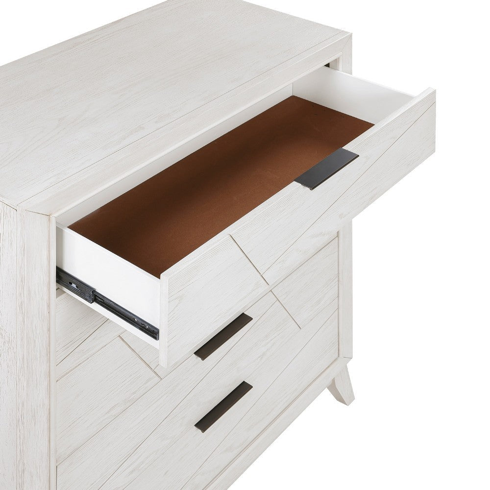Zine Tall Dresser Chest | 5 Drawers | Antique White | Flat Handles BM335921