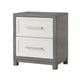 Rowy Nightstand | 2 Drawers with Bar Handles | Ivory and Gray Veneer BM335922