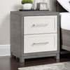 Rowy Nightstand | 2 Drawers with Bar Handles | Ivory and Gray Veneer