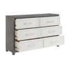Rowy 61’’ Dresser | 6 Drawer Bar Handles | Ivory and Gray Veneer BM335923