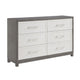 Rowy 61" Dresser | 6 Drawer Bar Handles | Ivory and Gray Veneer