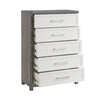 Rowy Tall Dresser Chest | 5 Drawer Bar Handles | Ivory and Gray Veneer BM335924